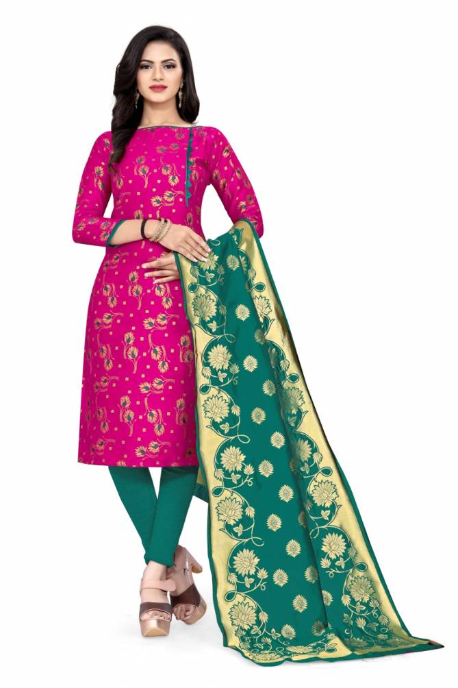 VT Morpankh Banarasi Silk Flower Fancy Designer Wear Wholesale Dress Material Catalog
